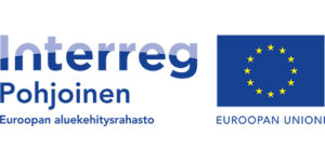Kaksi logoa, joista toisessa teksti Interreg Pohjoinen ja Euroopan aluekehitysrahasto ja toinen EU:n sininen lippulogo jonka alla teksti Euroopan Unioni.