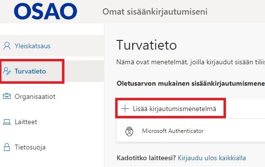 Ohje henkilökunnalle: MFA-tunnistautuminen OSAOn Office 365 -tunnistusta  käyttäviin palveluihin | OSAO