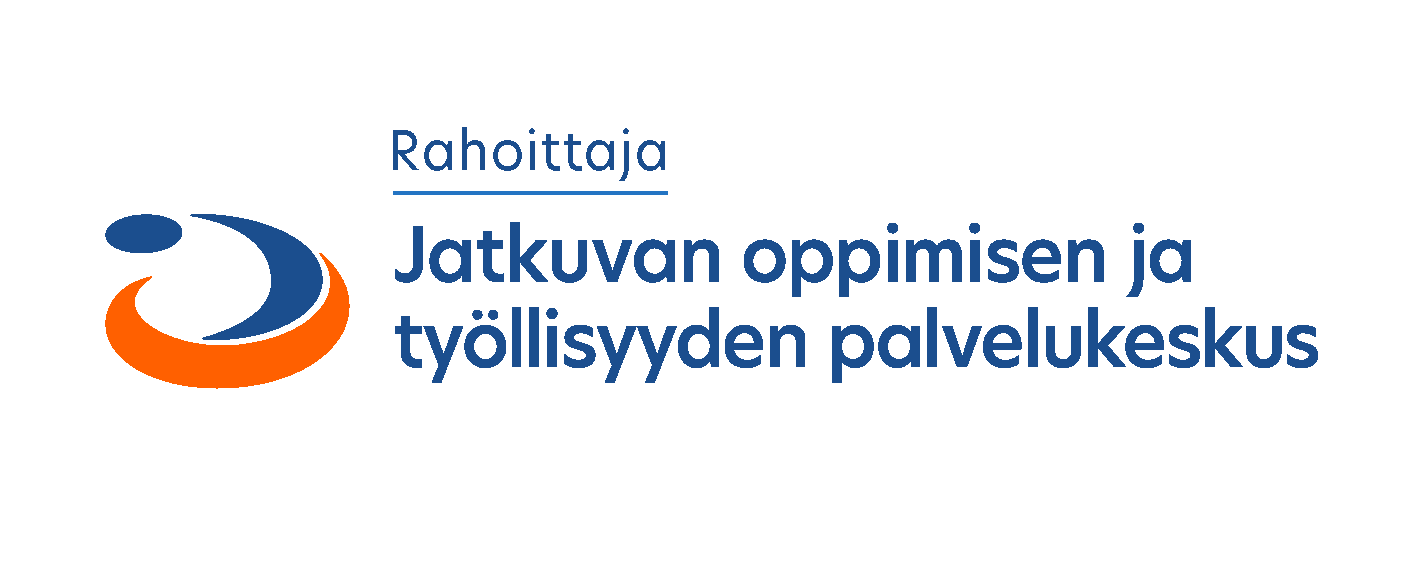 Logo, jossa teksti "Rahoittaja: Jatkuvan oppimisen ja työllisyyden palvelukeskus"