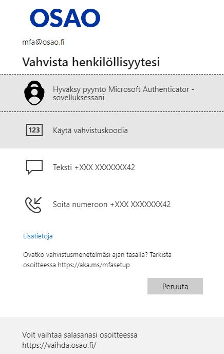 Kuvakaappaus Microsoft Authenticatorin vahvan tunnistautumisen vahvistusilmoituksesta.