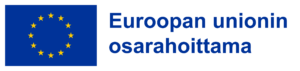 EU-lippulogo, jossa sinisen suorakulmion päällä ympyrässä 12 keltaista tähteä ja vieressä teksti Euroopan unionin osarahoittama.