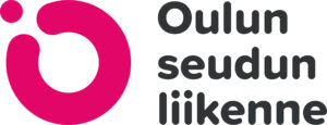 Logo, jossa iso pinkki ympyrän muoto ja vieressä teksti Oulun seudun liikenne.