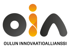 Oulun Innovaatioallianssin logo, jossa sana OIA kirjoitettu tyylitellyin kirjaimin ja niiden alla teksti Oulun Innovaatioallianssi.